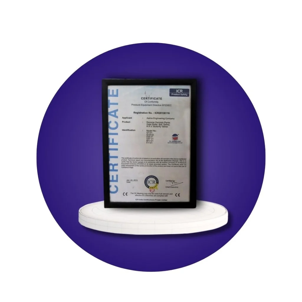 CE Certificate of Conformity – Pressure Equipment Directive (PED)