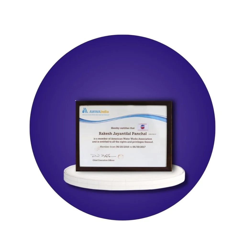 AWWA India Membership Certificate