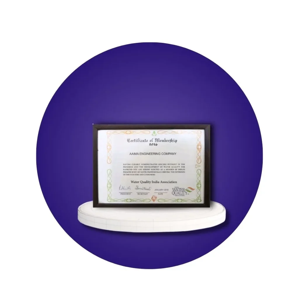 Water Quality India Association Membership Certificate