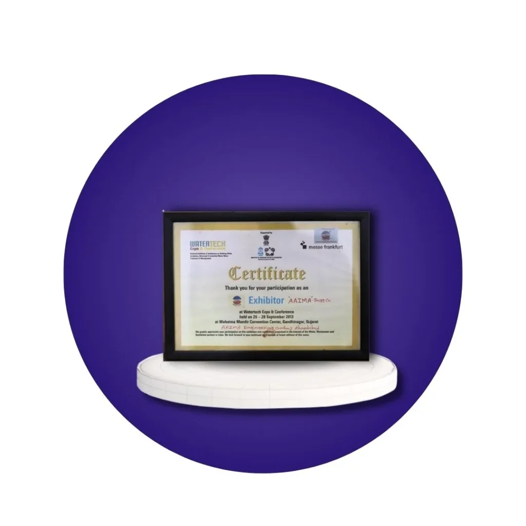 Watertech Exhibitor Certificate