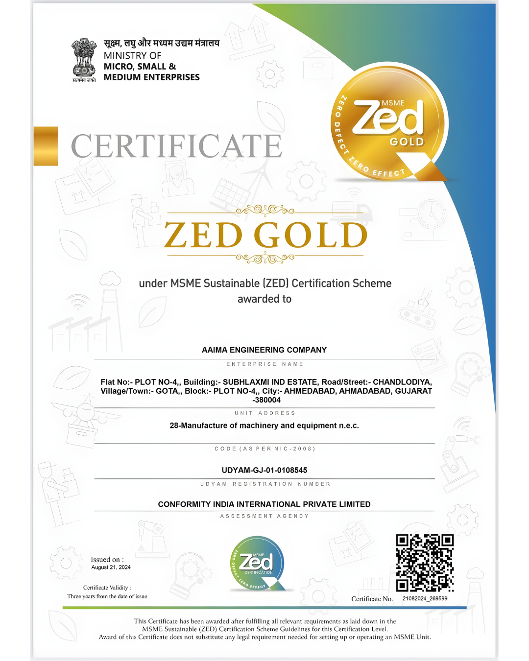 AEC ZED GOLD CERTIFICATE