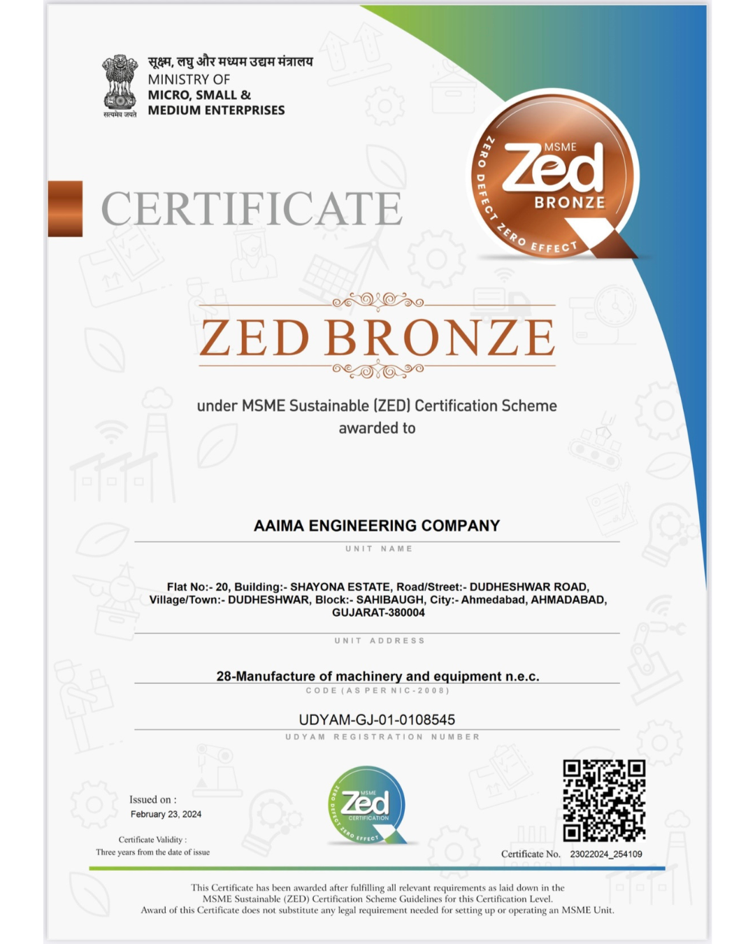 ZED CERTY AAIMA ENGG CO